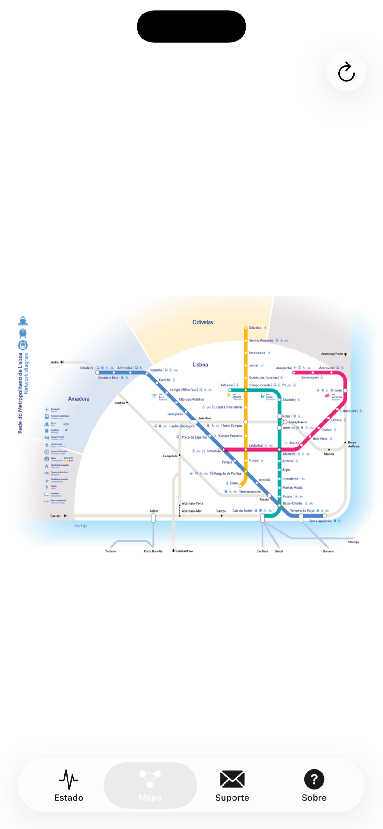 Mapa da rede do Metro de Lisboa